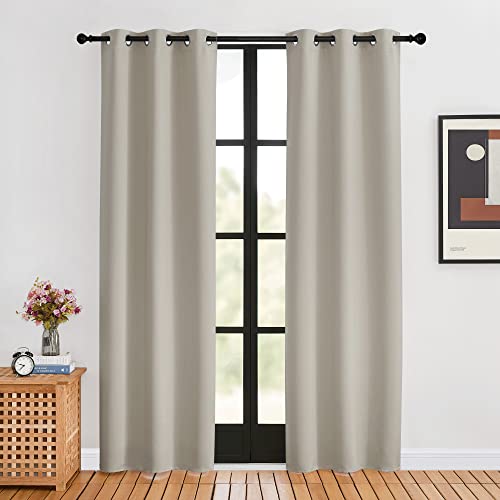 Blackout Curtains for Bedroom (Natural / 34"W x 80"L (Pack of 2))