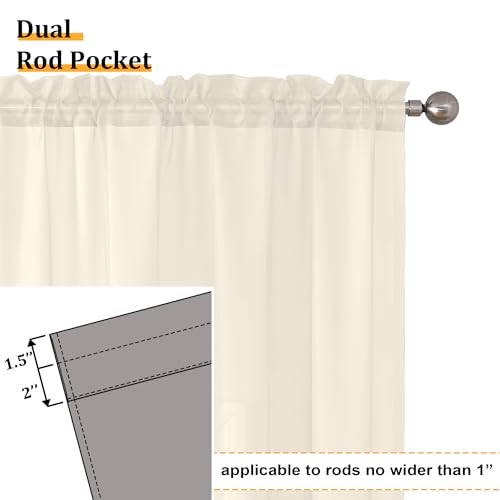 Cream Sheer Curtains 63 Inch Length 2 Panels Set for Living Room (42"W x 63"L (Pack of 2) / Cream)
