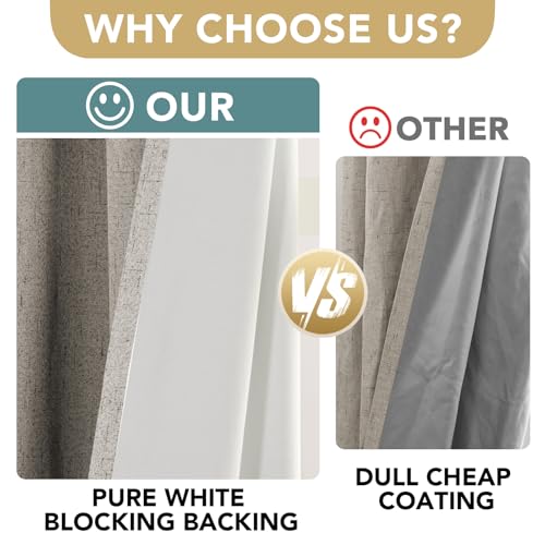 100% Blackout Linen Curtains 108" L Stone Grommet (Stone / 100"W x 108"L (Pack of 1))