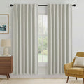 Cream 100% Blackout Linen Curtains 72 inch Long (Cream / 52"W x 72"L (Pack of 2))