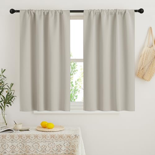 Short Curtains for Bedroom (Natural / 34"W x 45"L (Pack of 2))