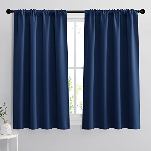 54 inch Blackout Curtains for Living Room Bedroom (Navy Blue / 42"W x 54"L (Pack of 2))