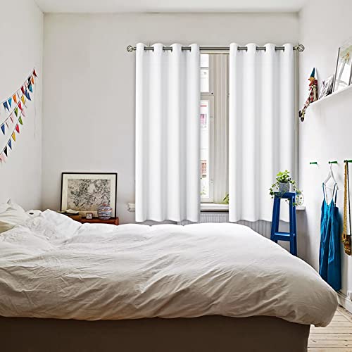 Room Darkening Curtains 72 Inches Long (Pure White / 52"W x 72"L (Pack of 2))