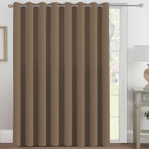 Blackout Patio Curtains 100 x 84 Inches for Sliding Door Extral Wide Blackout Curtain Panels Thermal Insulated Room Divider (100"W x 84"L (Pack of 1) / Macchiato)
