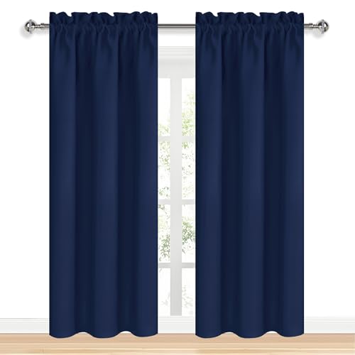 Blackout Curtains for Bedroom 38 x 84 Inch Long Navy Blue 2 Panels (Navy Blue / 38"W x 84"L (Pack of 2))