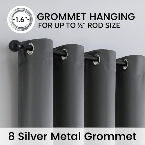 Grey 100% Blackout Curtains Room Darkening Living Room 84 Inch (Grey / 38"W x 84"L (Pack of 2))