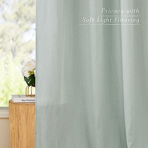 Flax Sage Green Linen Curtains for Room Divider (Sage Green / 68"W x 84"L (Pack of 2))