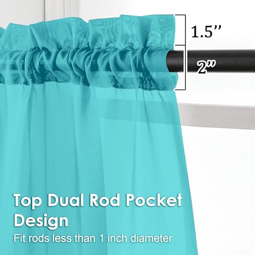 Turquoise Sheer Curtains 78 Inches Long 2 Panels (Turquoise / 42"W x 78"L (Pack of 2))