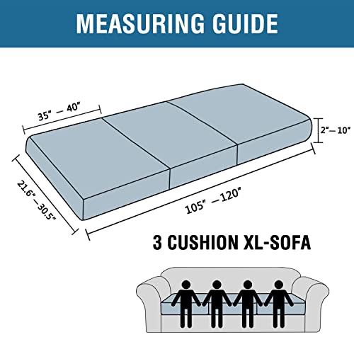 Super Stretch Individual Seat Cushion Covers Sofa Covers Couch Covers Slipcover Sets Thick Jacquard Textured Twill Fabric (Macchiato / 3 Cushion XL Sofa)