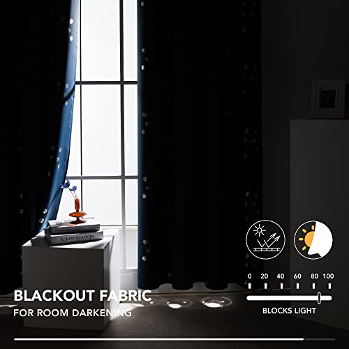 Blackout Curtains (Navy Blue/Cubic / 52"W x 95"L (Pack of 2))