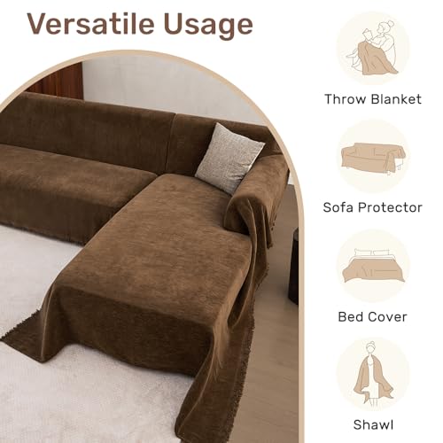 2 Pieces Sectional Couch Covers L Shaped Cover XXXL Coffee (Coffee / 71"×118"+91"×134")