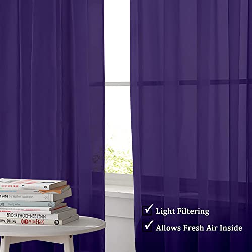Purple Sheer Curtains 63 inch Length 2 Panels Set (Purple / 42"W x 63"L (Pack of 2))