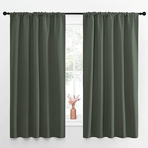 Bedroom Curtains Blackout Draperies (Dark Mallard / 52"W x 63"L (Pack of 2))