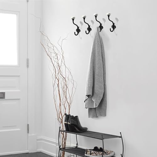 5 Pack Zinc Alloy Black Coat Hooks Modern (Black)