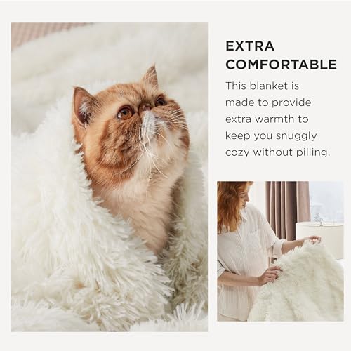 Faux Fur Fluffy Sherpa Fleece King Bed Blanket Cream 108"x90" (02- Cream / King (108" X 90"))