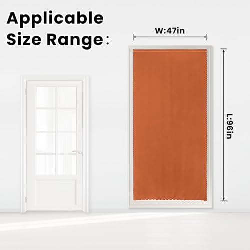 Self Adhesive Curtains Portable Blackout Curtain Simple and Easy to Install Bedroom Window Thermal Lnsulated Kitchen Room Darkening Black Small Drapes (47"W x 96"L (Pack of 1) / Orange)