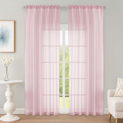 Blush Sheer Curtain 90 Inches Long 2 Panels Set (Blush / 59"W x 90"L (Pack of 2))