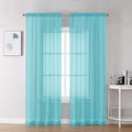 Aqua Sheer Curtains 84 Inches Long for Living Room (Aqua / 42"W x 84"L (Pack of 2))