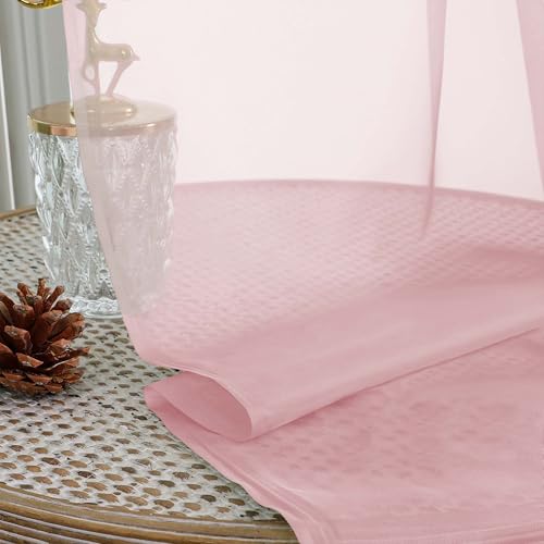 Blush Sheer Curtains 96 Inch Long 2 Panels for Living Room 59" Wide (Blush / 59"W x 96"L (Pack of 2))