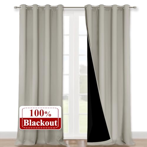Natural Blackout Curtains for Bedroom 52" w x 102" L 2 Panels (Natural / 52"W x 102"L (Pack of 2))