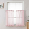 Blush Pink Sheer Curtains 36 inch Length 2 Panels Set (Blush / 42"W x 36"L (Pack of 2))
