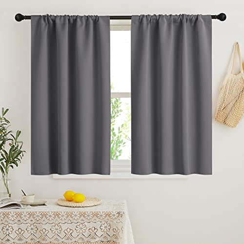 Short Blackout Curtains for Bedroom (Grey / 42"W x 48"L (Pack of 2))