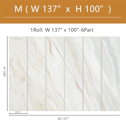 Brown and White Marble Wallpaper Mural Peel and Stick 137"x100" (ZZ-018 / 137" x 100")