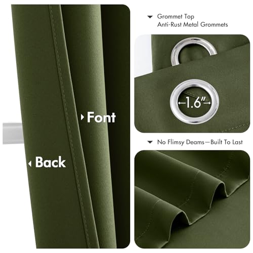 Blackout Curtains for Bedroom 2 Panels 40 x 90 Inch Long Olive Green (Olive Green / 40"W x 90"L (Pack of 2))