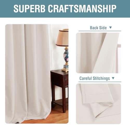 Blackout Curtain for Living Room Thermal Insulated Window Treatment Curtain Extra Long 63 inch Length Energy Saving Solid Grommet Top (52"W x 63"L (Pack of 1) / Natural)
