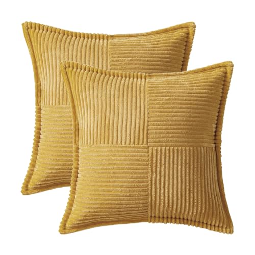 Decorative Throw Pillow Covers for Couch 18x18 Inch Gold 2 Pack (Gold / 18" x 18" (Pack of 2))