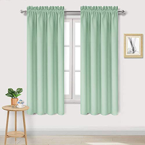 Blackout Curtains for Bedroom Living Room 38 x 63 Inch Long 2 Panels (Light Green / 38"W x 63"L (Pack of 2))