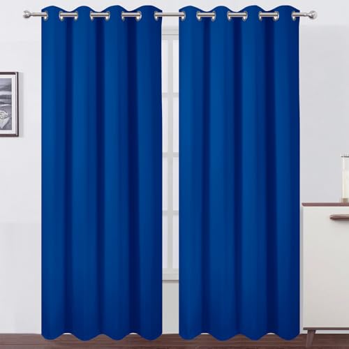 Blackout Curtains 52 x 90 Inch Long Royal Blue Curtains Set of 2 Panels Room Darkening Curtains for Bedroom and Living Room (Royal Blue / 52"W x 90"L (Pack of 2))