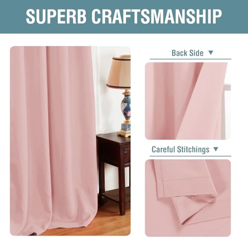 Blackout Curtain for Living Room Thermal Insulated Window Treatment Curtain Extra Long 96 inch Length Energy Saving Grommet Top Blackout Drape (52"W x 96"L (Pack of 1) / Baby Pink)