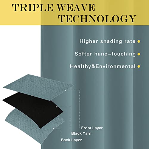 Blackout Drapery Curtain Panel 90 inches Long (Greyish Blue / 46"W x 90"L (Pack of 1))