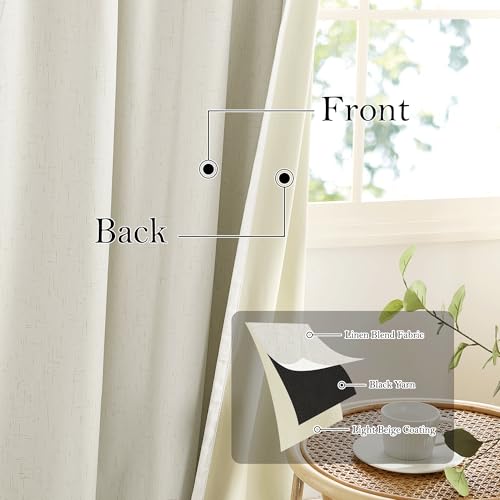 Cream White Linen Blackout Curtains (Z - Cream / 52"W x 96"L (Pack of 2))
