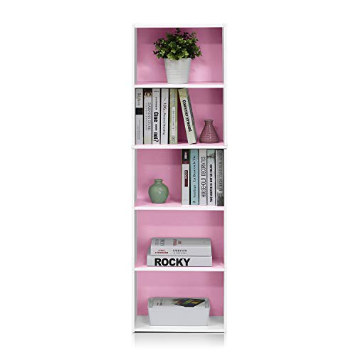 LUDER Book Shelf (White/Pink / 5-Tier)