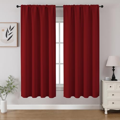 Red Blackout Curtains 54 inch Length 2 Panels Set (Red / 52"W x 54"L (Pack of 2))