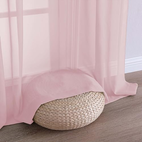 Blush Sheer Curtains 90 Inch Long 2 Panels for Living Room 59" Wide (Blush / 59"W x 90"L (Pack of 2))