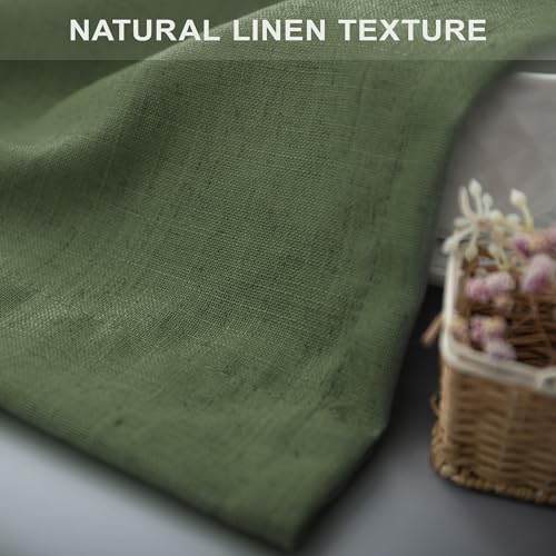 Olive Green Curtains 96 Inches 8 FT Long for Living Room 2 Panels Back Tab Pocket Drape Thick Sheer Linen Cotton Modern Rustic Trendy Earthy Army Moss Green Curtain for Bedroom Farm House Decor (52"W x 96"L (Pack of 2) / Olive Green)