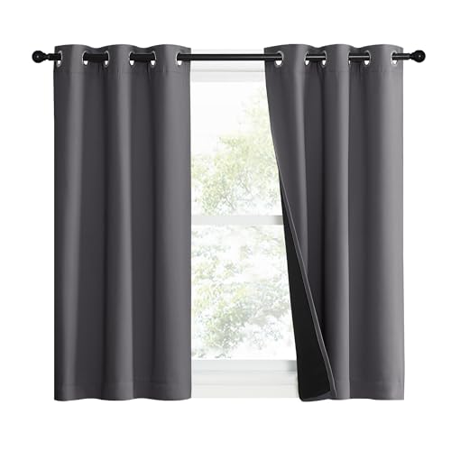 Grey Blackout Curtains for Bedroom 37" Wide x 40" Long 2 Panels (Grey / 37"W x 40"L (Pack of 2))