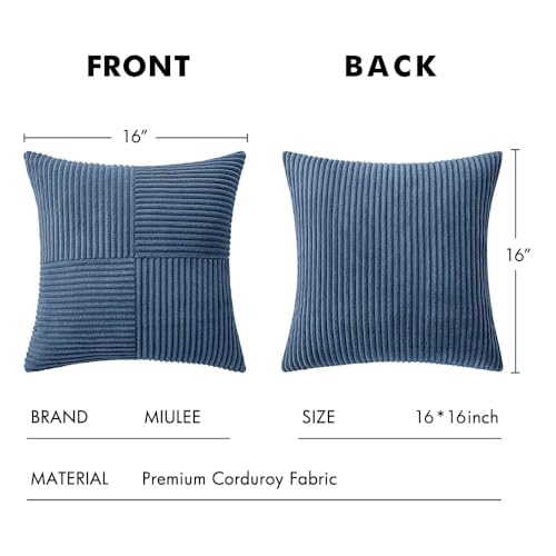 Dusty Blue Decorative Throw Pillow Covers for Couch 16x16 Inch (16" x 16" (Pack of 2) / Dusty Blue)