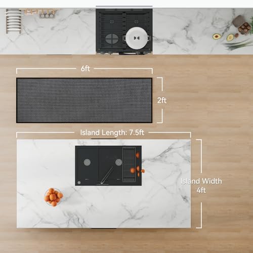 Kitchen Runner Rug Mat Non Slip Hallway Runner Washable Black 2x6 ft (Black / 2' x 6')