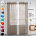 Solid Sheer Rod Pocket Curtain Voile Draperies 2 Panels White Beige Black Grey Ivory 52 Inch Width 90 Inch Long 1 Pair for Kitchen Bedroom Children Living Room Yard (Taupe / 52"W x 90"L (Pack of 2))