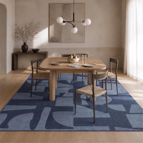 8x10 Area Rugs for Living Room Large Modern Washable Rug (Navy / 8' x 10' (Rectangular))