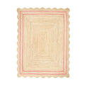 Wave Scalloped Jute Rug Entryway Natural Boho Area Rug Dark Pink 5'x7' (5'x7' / Dark Pink)