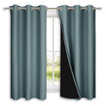 100% Blackout Short Curtains with Black Liners (Greyish Blue / 37"W x 40"L (Pack of 2))