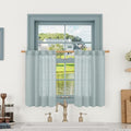 Semi Sheer Linen Curtains 36 Inch Length 2 Panels for Small Window (Greyish Blue / 25"W x 36"L (Pack of 2))
