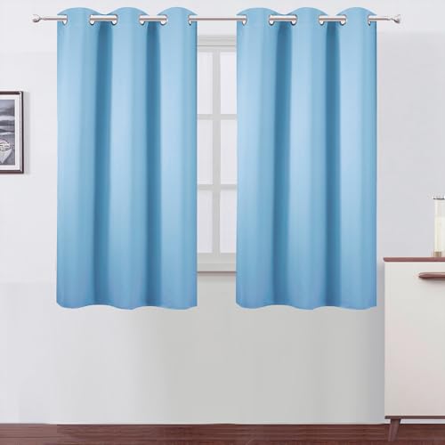 Sky Blue Blackout Curtains 42 x 54 Inch Length Set of 2 Panels Grommet Bedroom Curtains for Living Room (Sky Blue / 42"W x 54"L (Pack of 2))