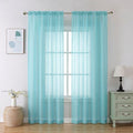 Aqua Sheer Curtains 84 Inches Long 2 Panels Set for Living Room (42"W x 84"L (Pack of 2) / Aqua)