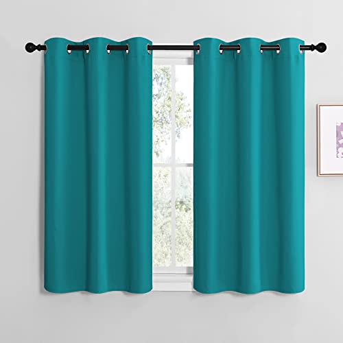 ROM Darkening Curtains 40 inch Length 2 Panels (Peacock Teal / 42"W x 40"L (Pack of 2))